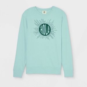 Latino Heritage Month Adult Gender Inclusive Hola Sweatshirt - Mint Blue